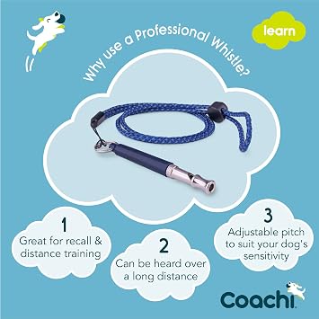 Company of Animals, Professional Whistle, Adjustable Volume, Recall Workout, 41140A, Navy Blue