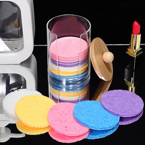 Miniatura 2 de Beaupretty 50 esponjas faciales comprimidas con contenedor, esponjas cosméticas 100% naturales, esponjas faciales profesionales para eliminar la