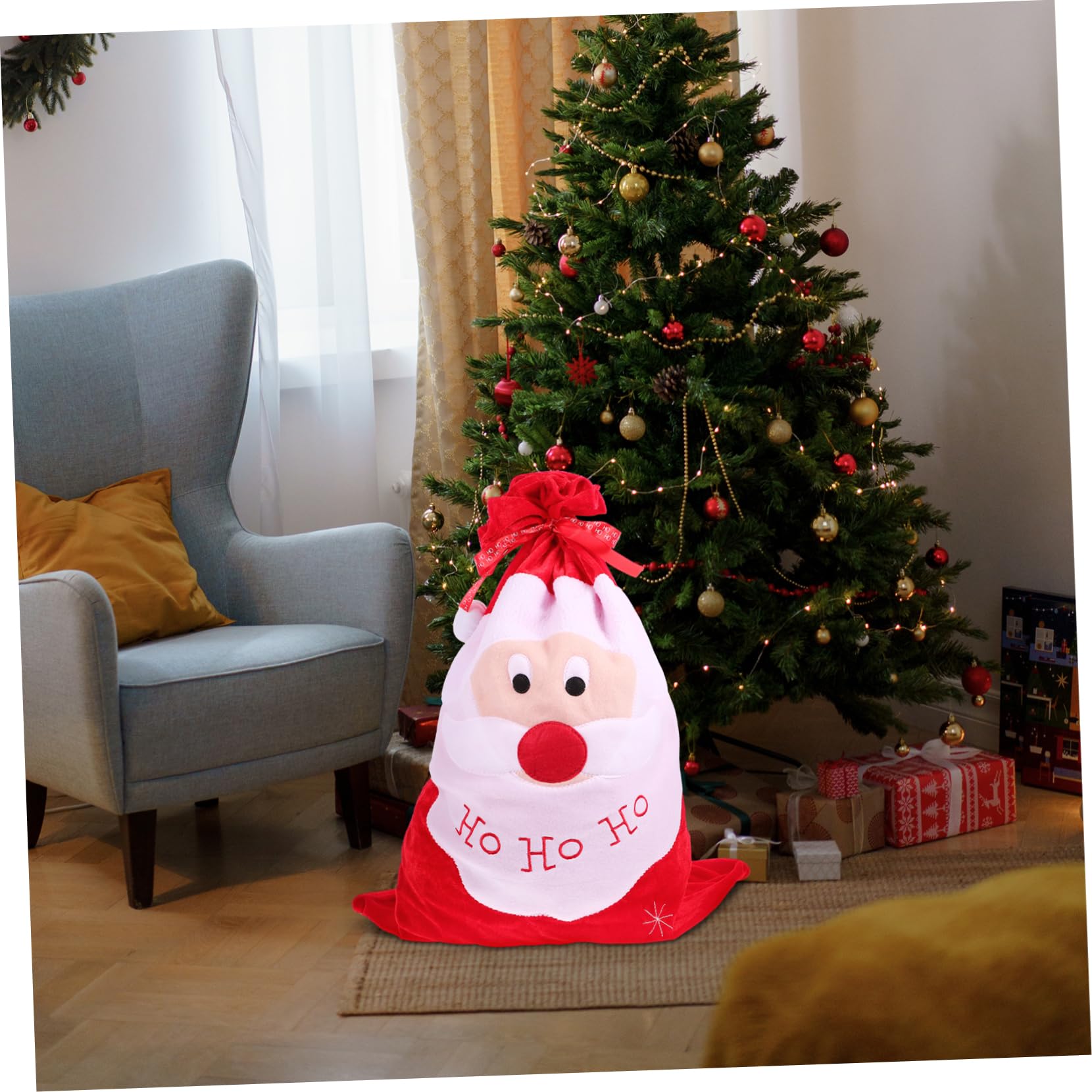 FOMIYES 5 Piezas Bolsa De Bolsa De Arpillera De Papá Noel Navidad Adornos Día Festivo Bolsas Navideñas Grandes De Tela Bolsas Navideñas Grandes Con Cordón Paño