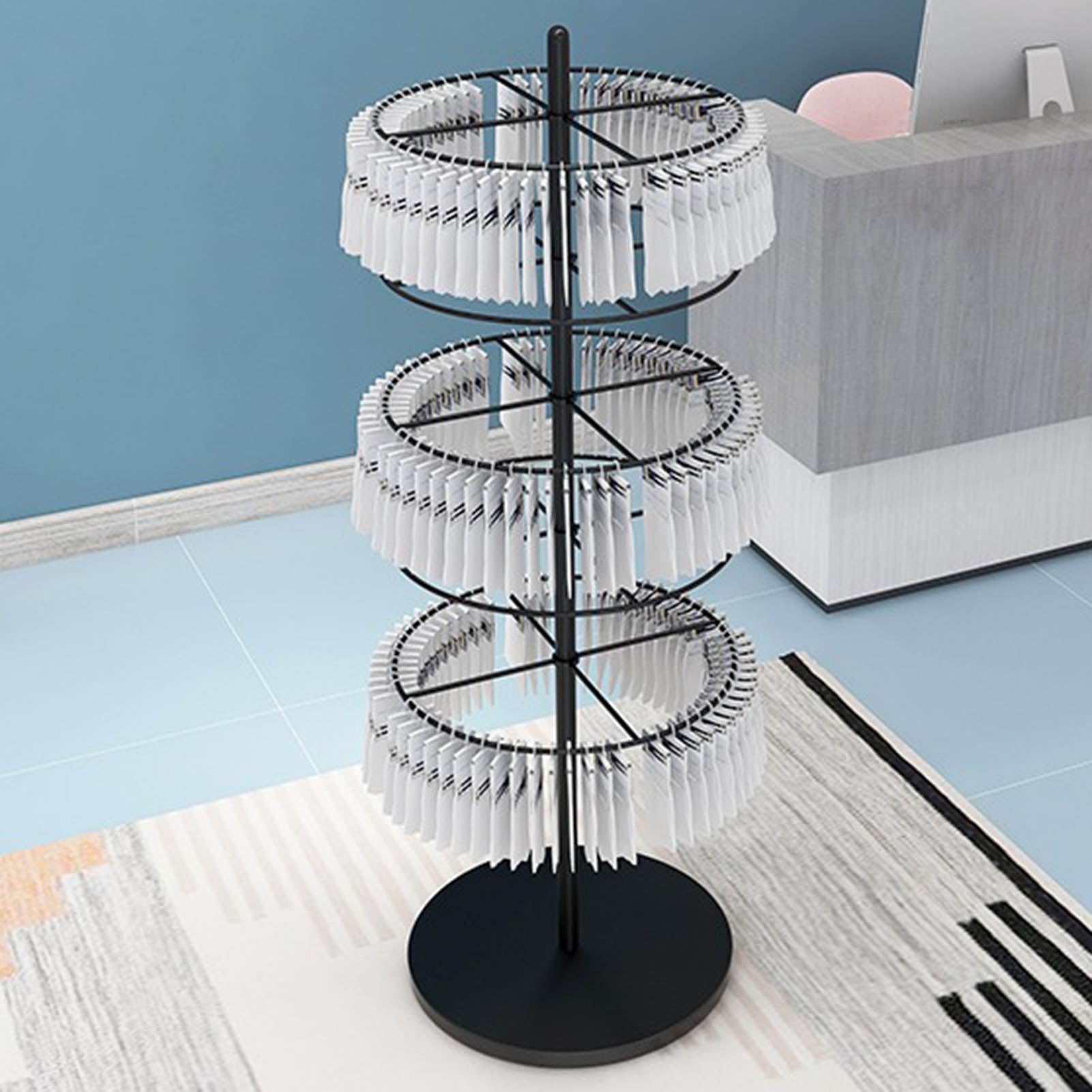 Soporte Giratorio de Metal de 3 Niveles para exhibición de Calcetines, Ideal para Tiendas minoristas, boutiques y Tiendas de artículos de Lujo exhibir Joyas, llaveros, sombrer