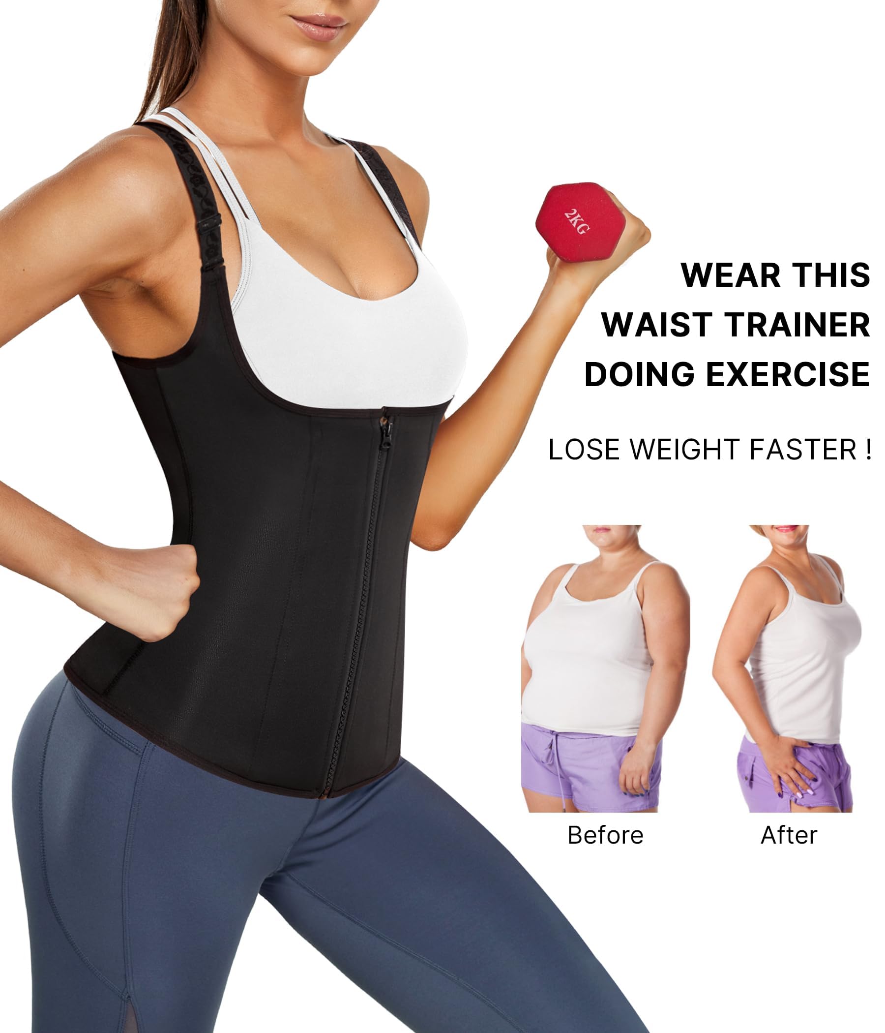 Junlan Fajas Reductoras Mujer Waist Trainer, Faja Colombiana Corsé Moldeadora Cinturón Abdomen Postparto Shapewear Body Shaper