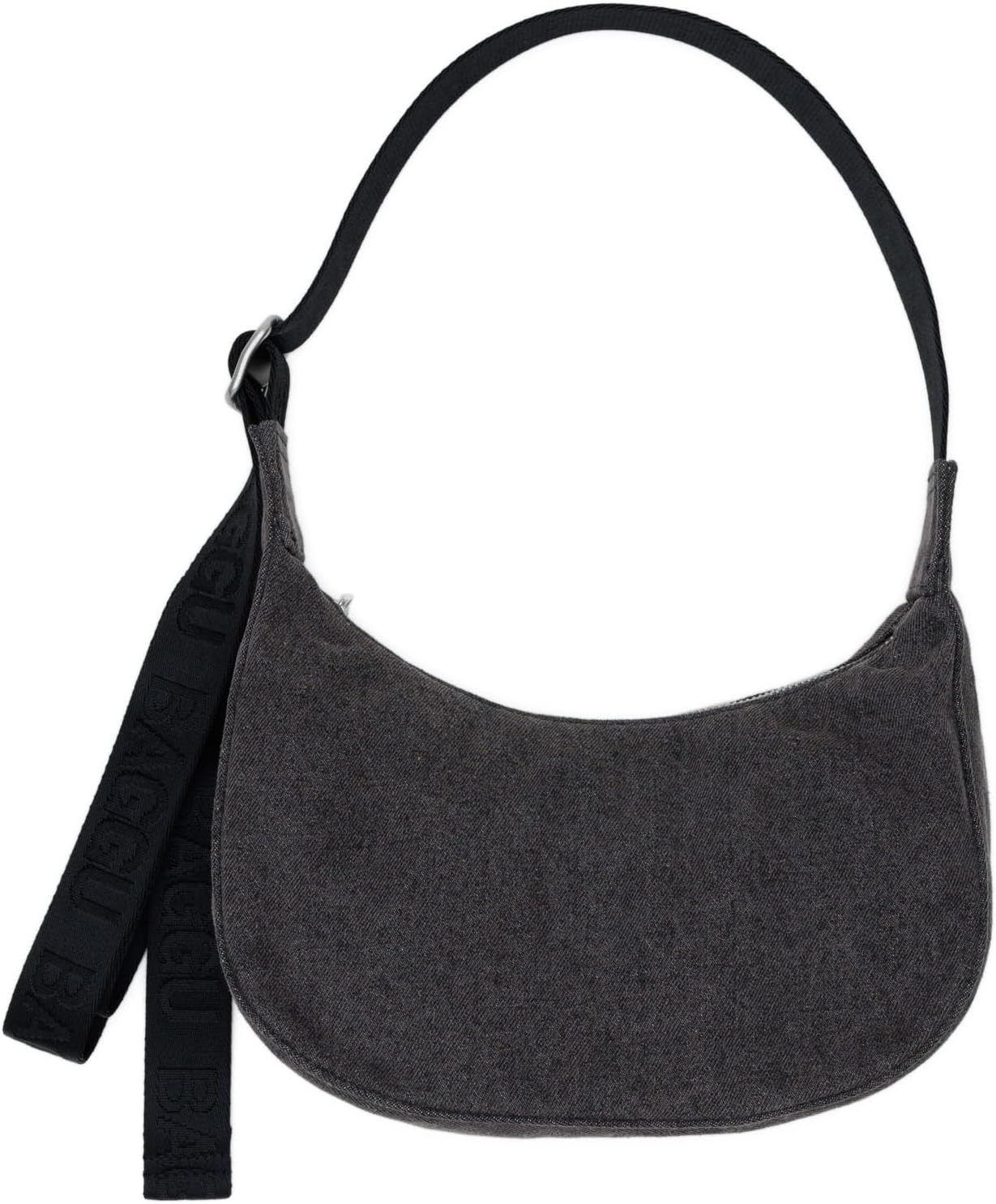 BAGGU Small Denim Crescent Bag - Washed Black Denim