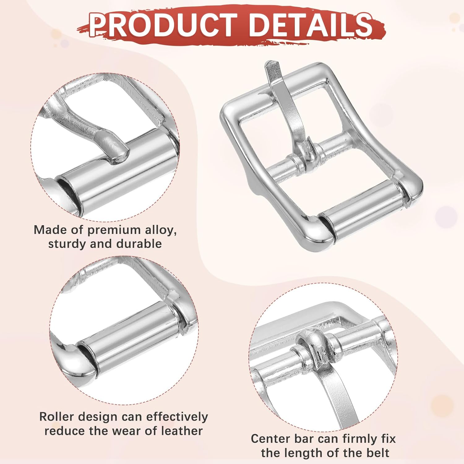 Metal Roller Buckle - Webbing Belts Center Bar Single Prong Buckle Use for Leather Bags Craft - Image 6