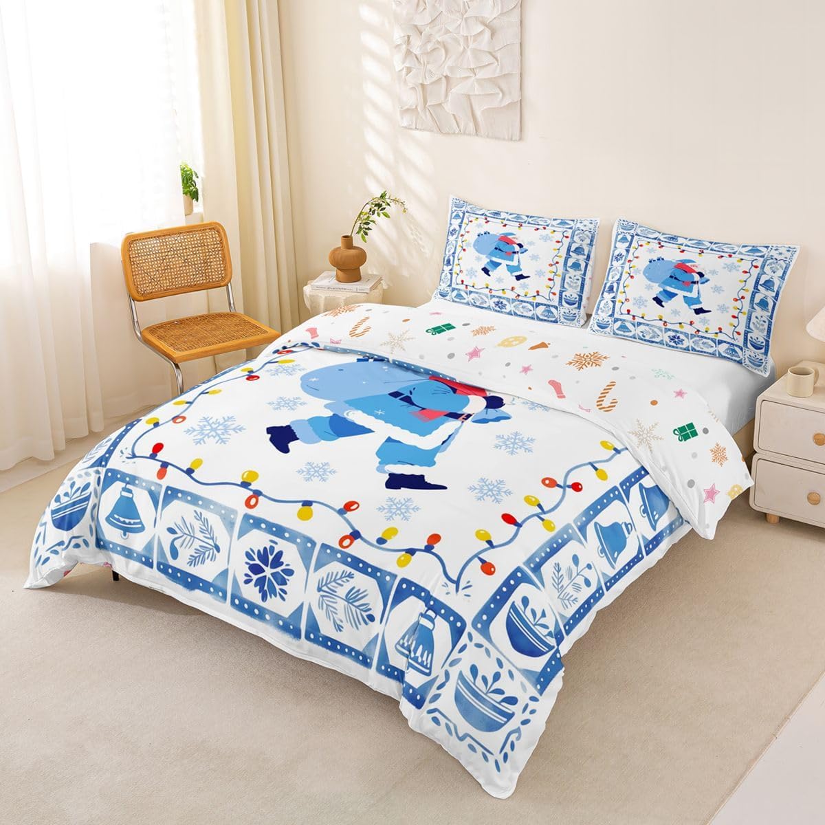Castle Fairy Santa Claus Duvet Cover Set Toddler Size,Bedding Sets 2Pcs