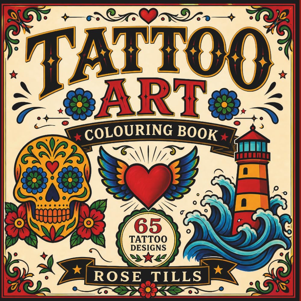 Tattoo Art Colouring Book: Bold & Easy Tattoo-Inspired Designs for Teens and Adults to Relax and Unleash Creativity