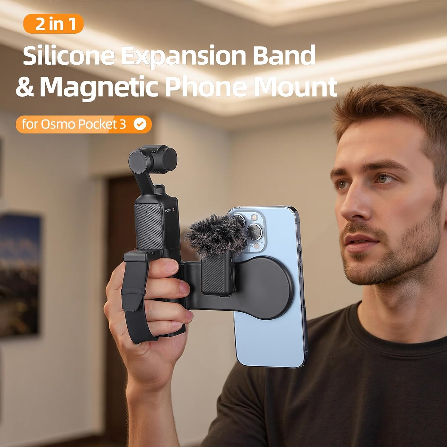 Magnetic Phone & Microphone Mount for DJI Osmo Pocket 4P/4/3 image 2