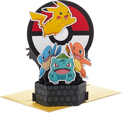 Hallmark Tarjeta de cumpleaños desplegable para niños (Pokémon) Tarjeta 3D de papel Wonder para cumpleaños niño