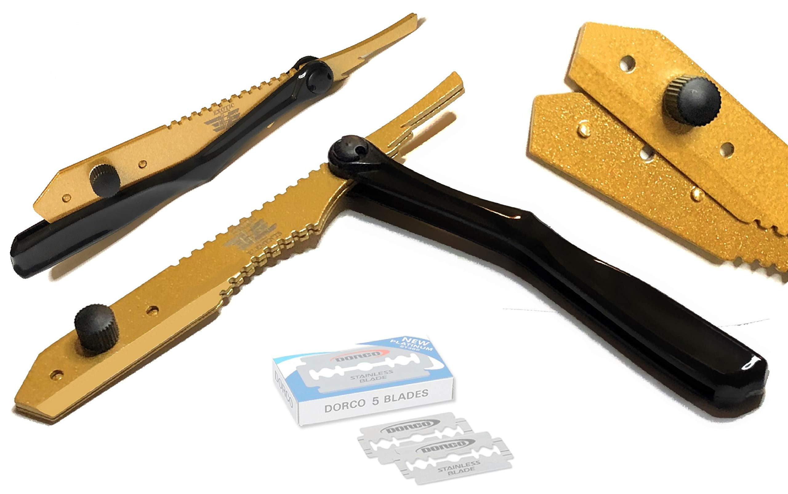 Professional Bone Shaped Handle Exlcusive Design Black and Gold Men's Straight Edge Razor