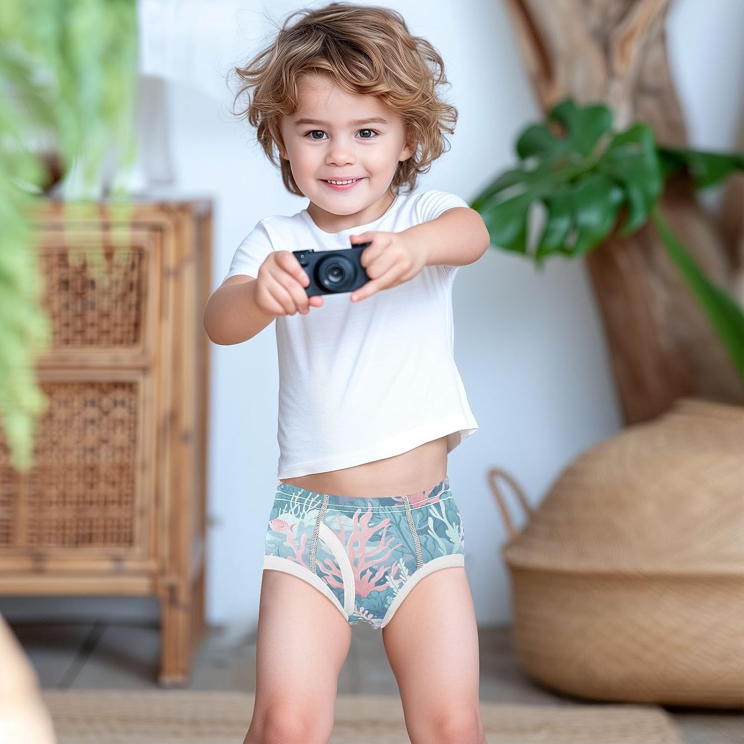 visesunny Boys Cotton Underwear Ocean Coral Fish Bubble Pattern Printed Toddler Soft Training Briefs Size 2T-8Y for Kids