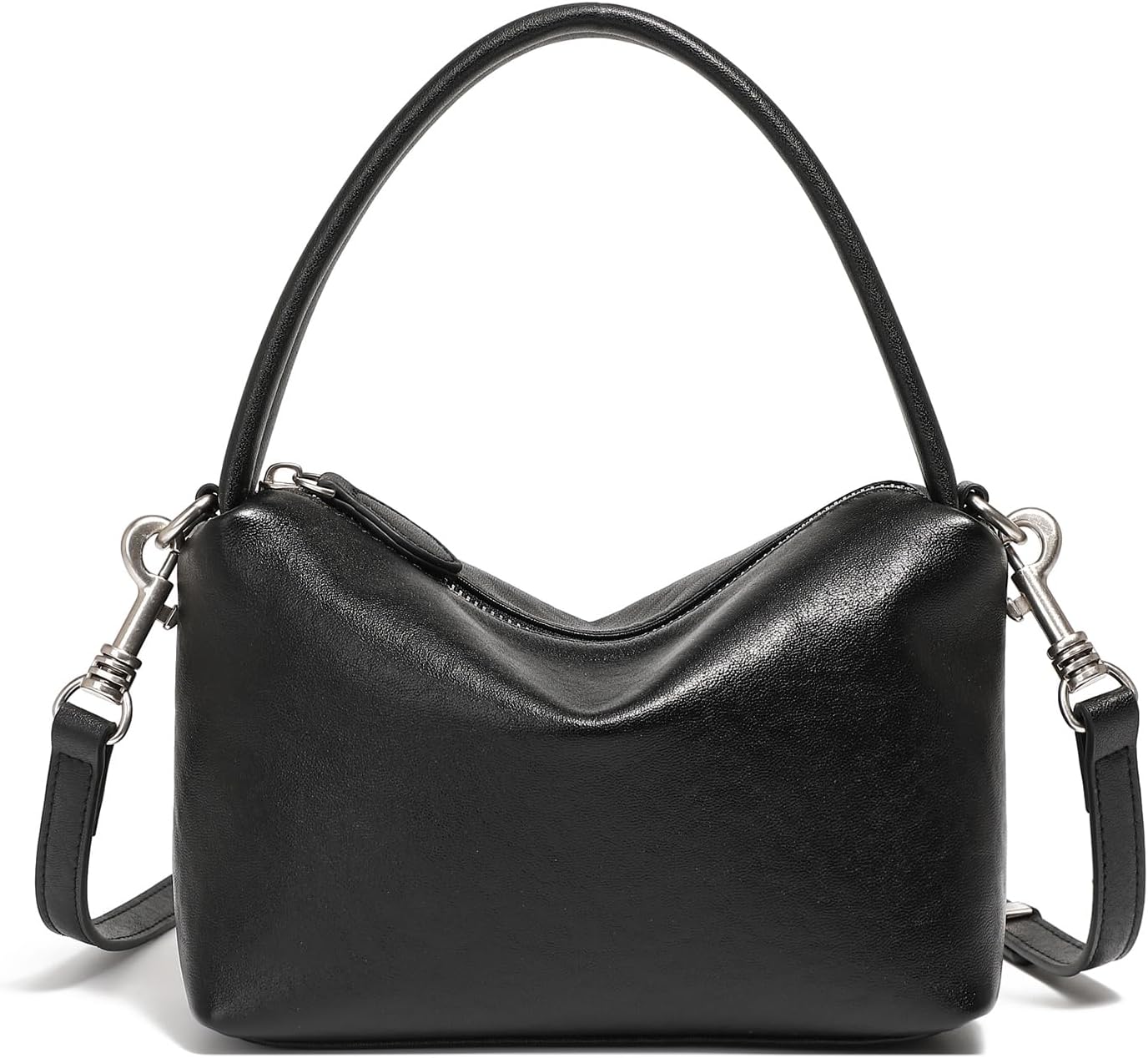 Genuine Leather Shoulder Bag, Crossbody Bags for Women, Top Handle Handbag, Small Hobo Purse with Detachable Strap