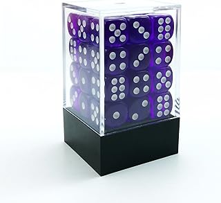 Bescon 12mm 6 Sided Dice 36 in Brick Box, 12mm Six Sided Die (36) Block of Dice, Translucent Purple with White Pips