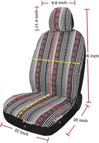 Miniatura 7 de PONYJOYUP - Fundas de asiento para vehículo, 9 unidades, cobertura completa, diseño manta Baja de tejido a rayas bohemio, transpirable, lavable,