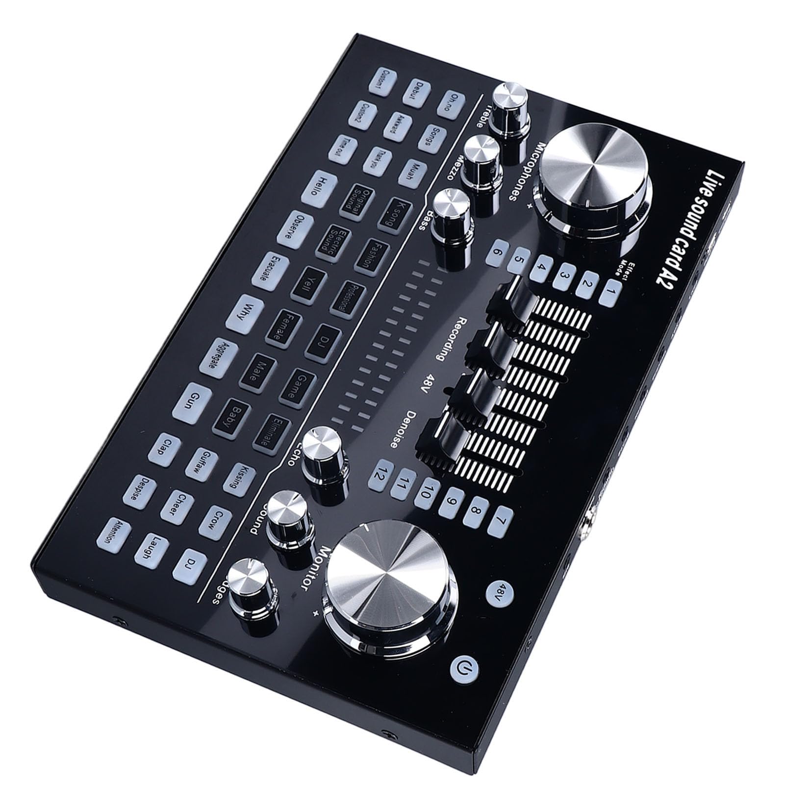 Mezclador de Audio de Tarjeta Sonido en Vivo, Equipo Podcast Interfaz Audio Bundle PC Teléfono Móvil Universal con Procesamiento Avanzado para la Transmisión Grabación 48V, Sonido Superior