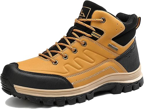 AX BOXING Botas de nieve para hombre, botas de invierno con forro de piel, antideslizantes, cálidas, para senderismo, zapatos para exteriores