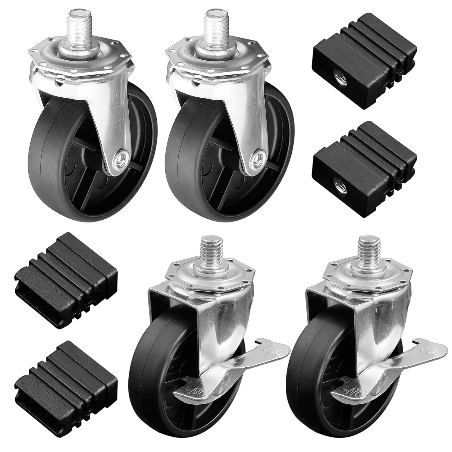3 Inch Wheels Kit Replacement Parts for Charbroil Locking Caster Wheels 463244819 463243518 463342119 G515-0082-W1 G408-0036-W1 Stem Casters Socket Insert Plastic Grill Wheel Parts, 4pcs