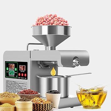 820W Oil Press Machine,Hot/Cold Electric Automatic Oil Press Extractor,Pressing Speed 3-5KG/h | Temperature Adjustment,High Oil Yield