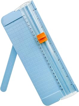 Paper Cutter, A4 Paper Trimmer with Security Safeguard & Side Ruler Portable Straight Edge Cutter for Scrapbooking Craft Paper, Photos, Label, Cardstock Blue