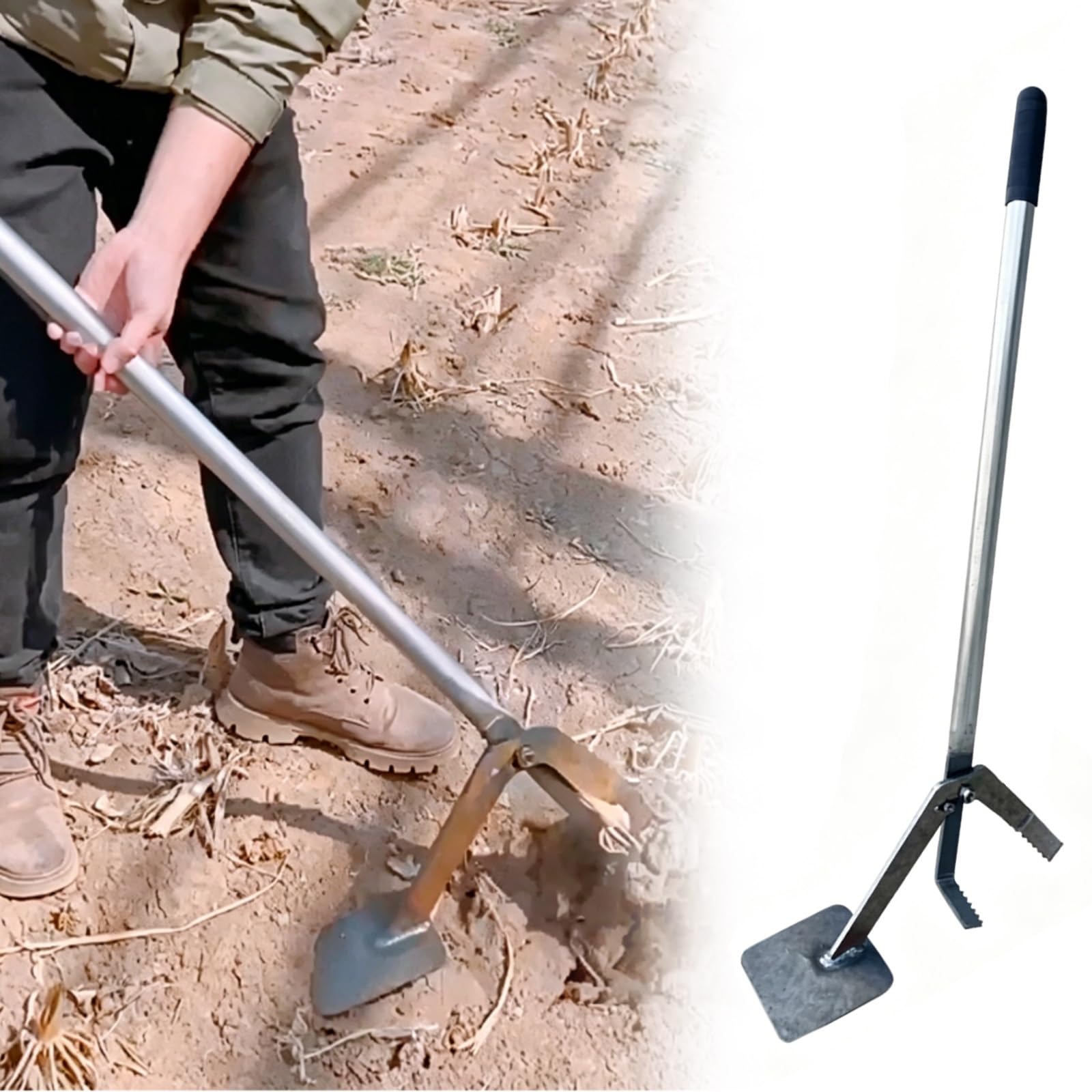 Chzffd One Color Metal Fence Post Puller Tool, Effortless Tree Stump Remover For Sapling Garden Concrete Stake, Quick Installation Side Puller, Added Leverage(L 132Cm (52 In))
