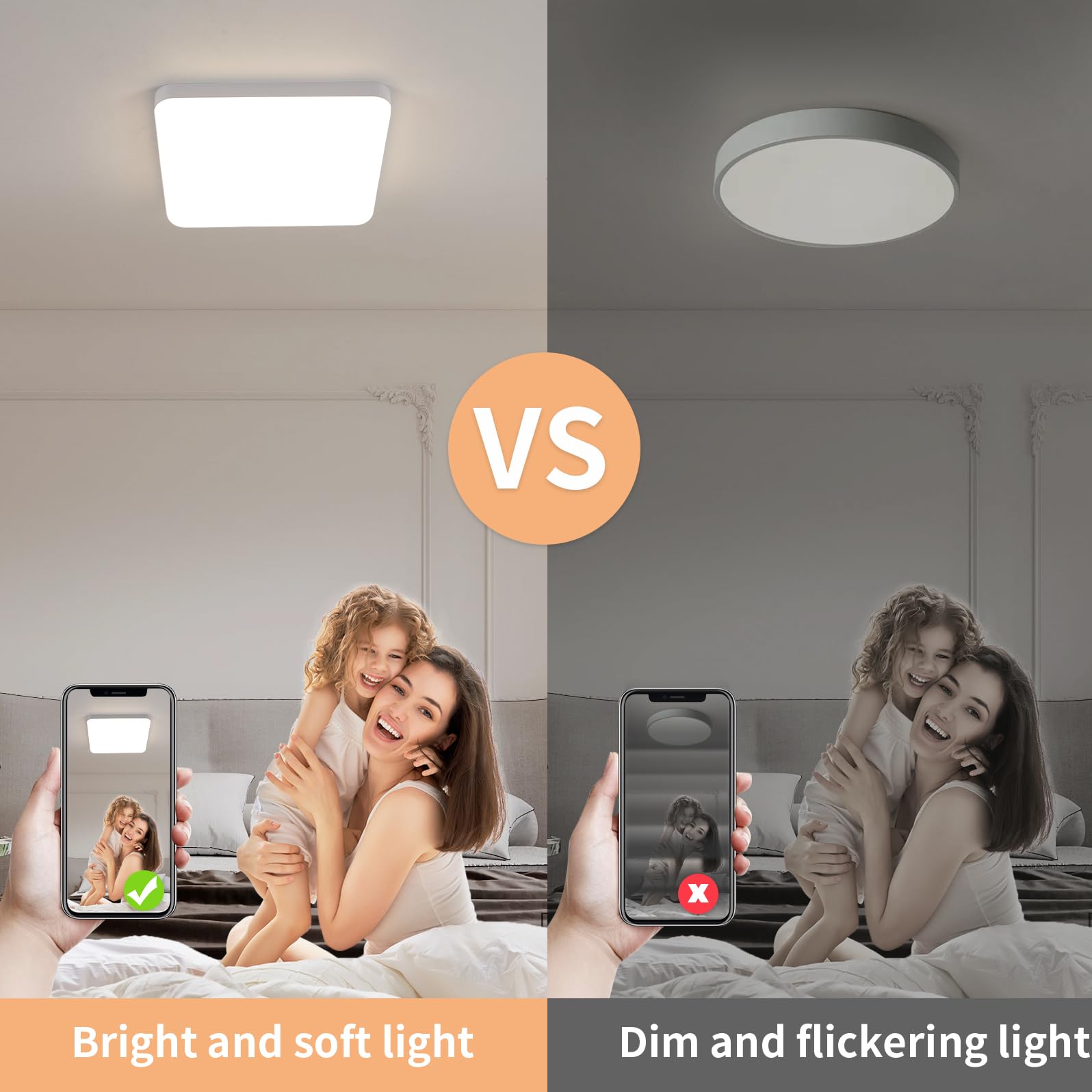 32W Plafon LED Techo, Lamparas de Techo LED Moderna 3600LM, 4500K Luz Natural IP54 Impermeable, Luz de Techo Para Baño Cocina Pasillo Balcón 25CM