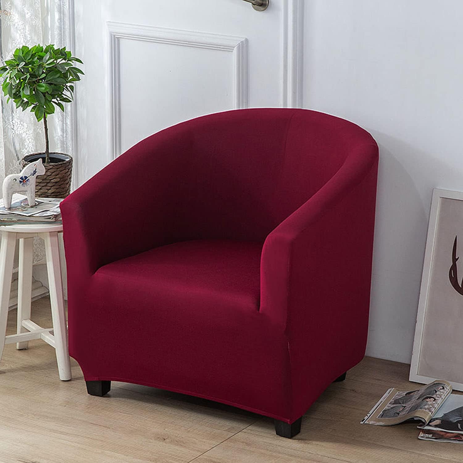 YOPOIY Club Chair Slipcover, High Stretch Armchair Slipcover Universal Spandex Pattern Armchair Sofa Cover for Living Room Hotel Bar-Wine red-One Size