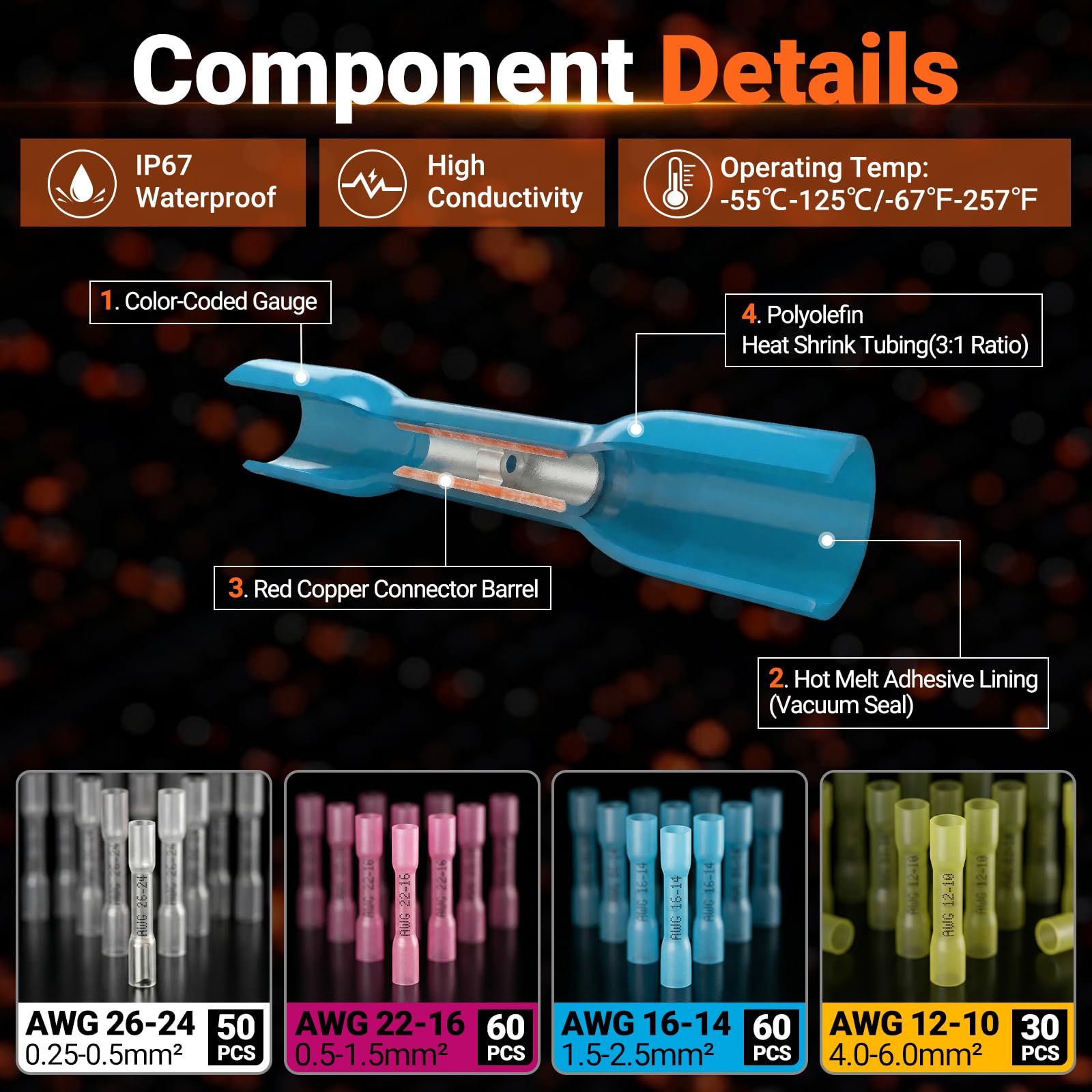Kit di Elettrici, Connettori con Pinza Crimpatrice + Spelafili