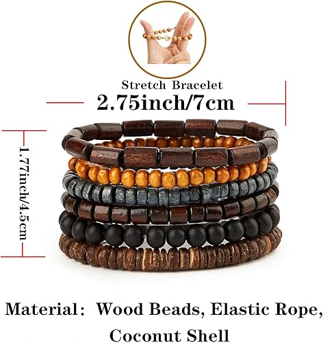 Miniatura 4 de Juego de pulseras góticas, ajustable, tribal, retro, punk, ajustable, con cuentas de oración, trenzadas, multicapa, joyería grunge