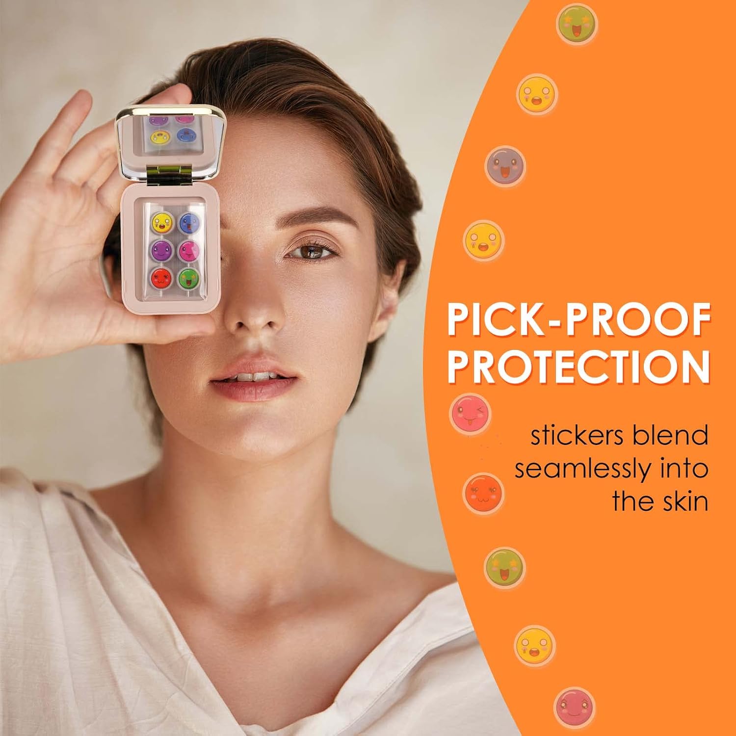 AUSLKA Smile Face Blemishes Patch - Hydrocolloid Spot Dots - 60 Count - Zit Patches - Dots For Spots Pimple Sticker - Pimple Patches - Vegan And Cruelty