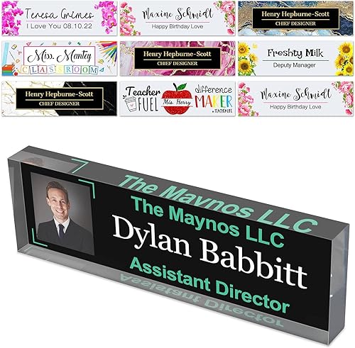 Placas de nombre de escritorio personalizadas para escritorio, placas de identificación acrílicas personalizadas para escritorio, bloque de placa