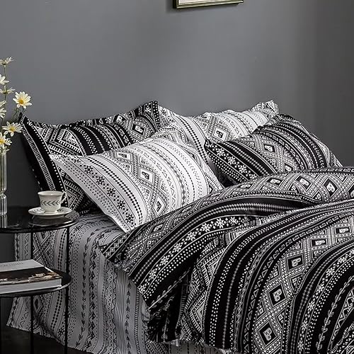 Miniatura 5 de LCFIGDZ Juego de funda de edredón moderna a rayas, tamaño Queen, funda de edredón reversible con cierre de cremallera, juegos de ropa de cama ultra