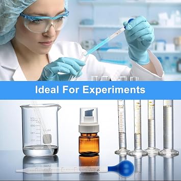 2Pcs Glass Dropper Set with 10ml Glass Eyedropper, Blue Bulb & Cleaning Brush for Precise Liquid Measurement, Lab, Kitchen & Science Use