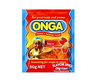 Onga Stew Seasoning 50g (10, 1 PACK (LARGE SIZE) | With Jollof Rice Seasoning crafted with 100% Natural Herbs and Spices with No Additives 3.8oz (1 Pack) | COMBO PACK