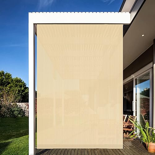 Miniatura 7 de AwnPro Persianas enrollables para exteriores, 7 pies de ancho x 6 pies de alto, para patio, pérgola, balcón, porche, ventana de terraza (beige)