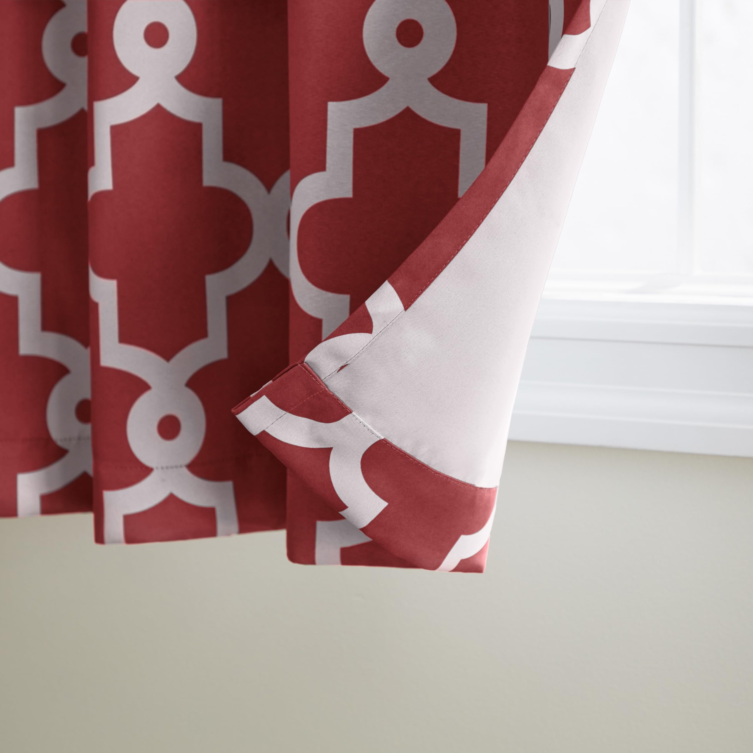 Exclusive Home Curtains Exclusif Maison Rideaux Ferronnerie en Satin de Coton tissé fenêtre Panneau de Rideau Paire, Polyester, Bordeaux, 52x84