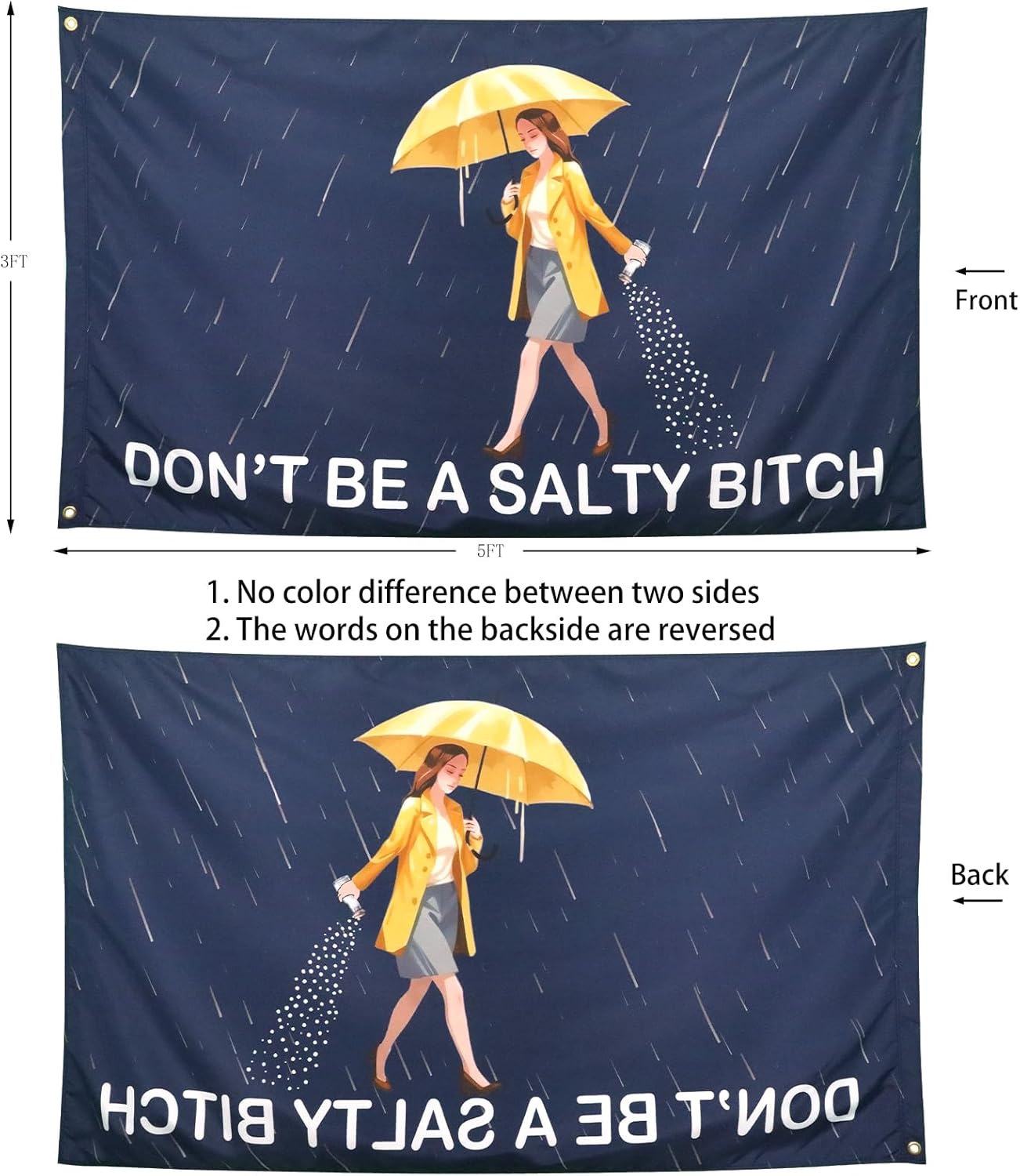 ZKflager Don't Be Salty Flag Cool Funny Flags For Room Guys Meme Banner 3x5 Feet College Dorm Bedroom Wall Man Cave Gilrs Outdoor Indoor - Image 2