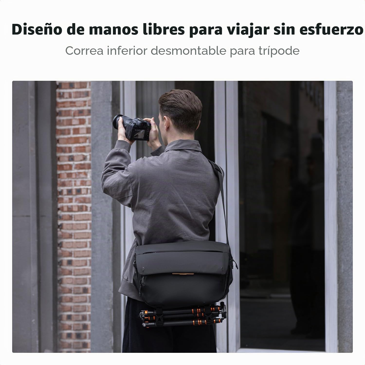 K&F CONCEPT Bolsa para Cámara Sling 15L Gran Capacidad, Funda Impermeable para Réflex, Bandolera Resistente, Compatible: 1 Cámara + Objetivo 70-200mm f/2.8 + Portátil 13 Pulgadas