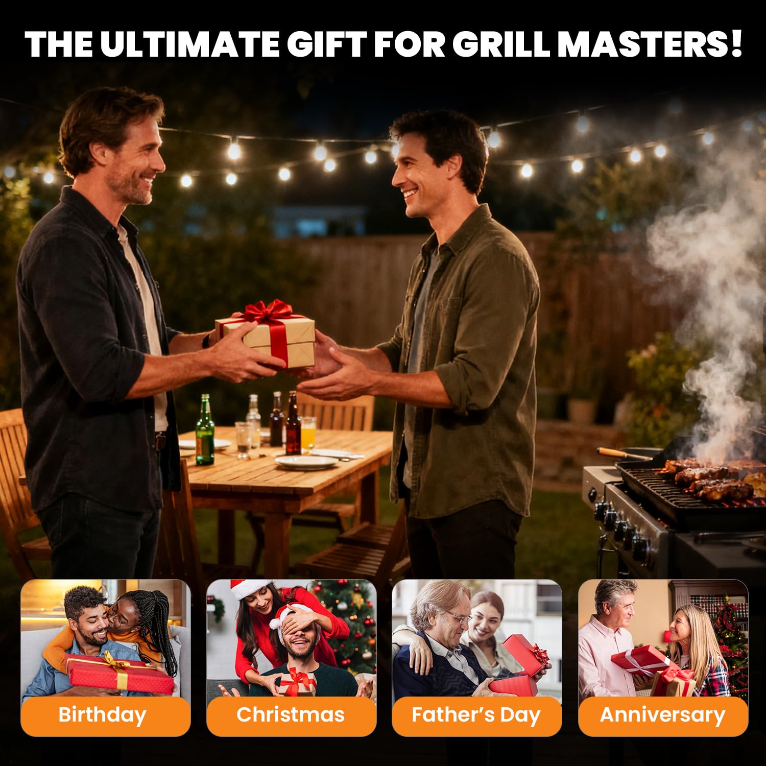 Grilllicht, Coinicxcel Wiederaufladbare 160°Breitere Strahl-Grilllichter für Outdoor-Grill IP54 mit 4 LEDs 20H Laufzeit Auto On/Off BBQ LED-Licht für Blackstone für Weber Grillzubehör Männer Geschenke