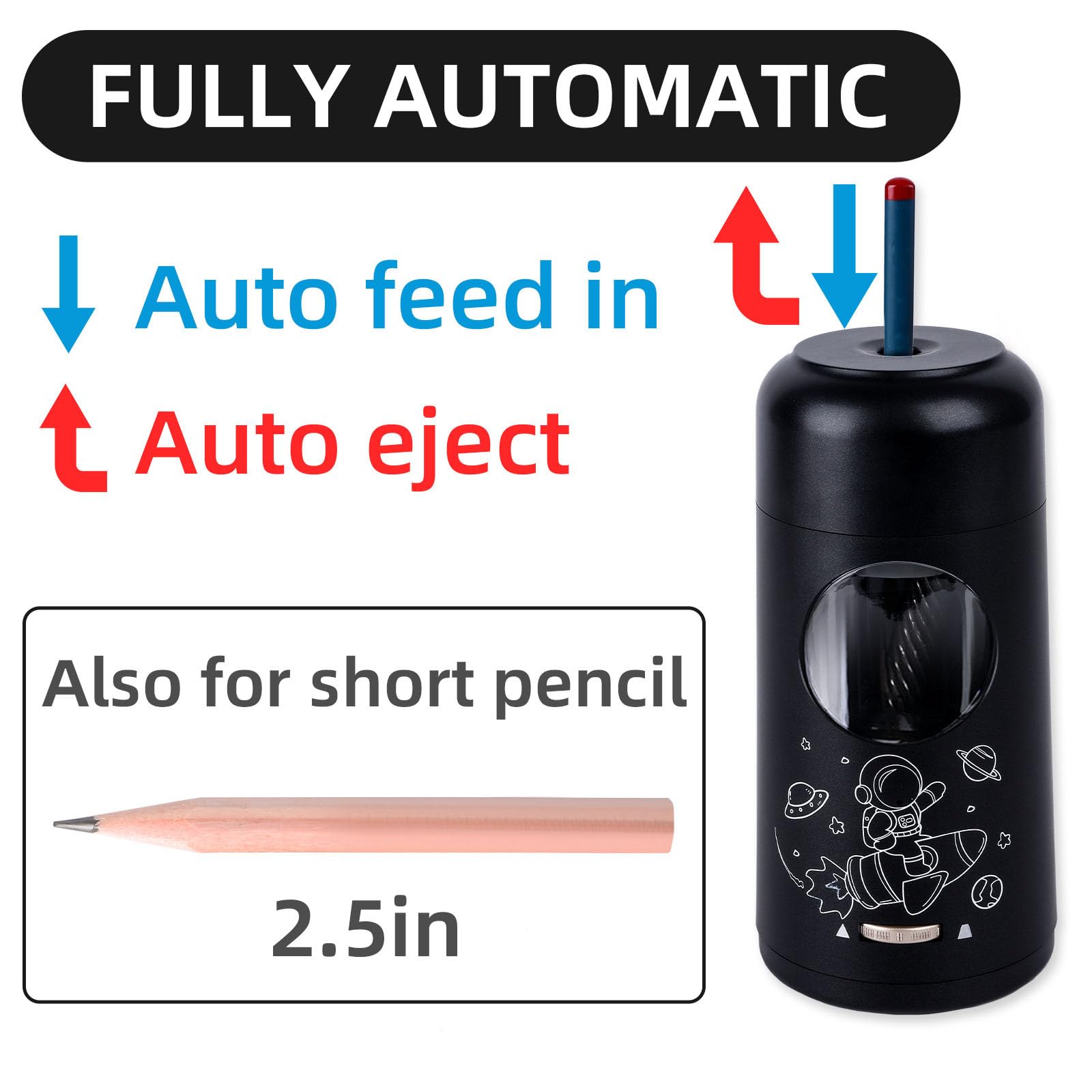 Taille-crayon électrique alimentation automatique/arrêt 3 épaisseur réglable alimenté par batterie USB pour 7-11.5mm électrique automatique