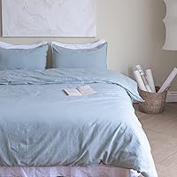Vista 10 de BISELINA Juego de funda de edredón de lino francés, 2 piezas con cierre de cremallera oculto, mezcla de lino natural, mezcla de algodón