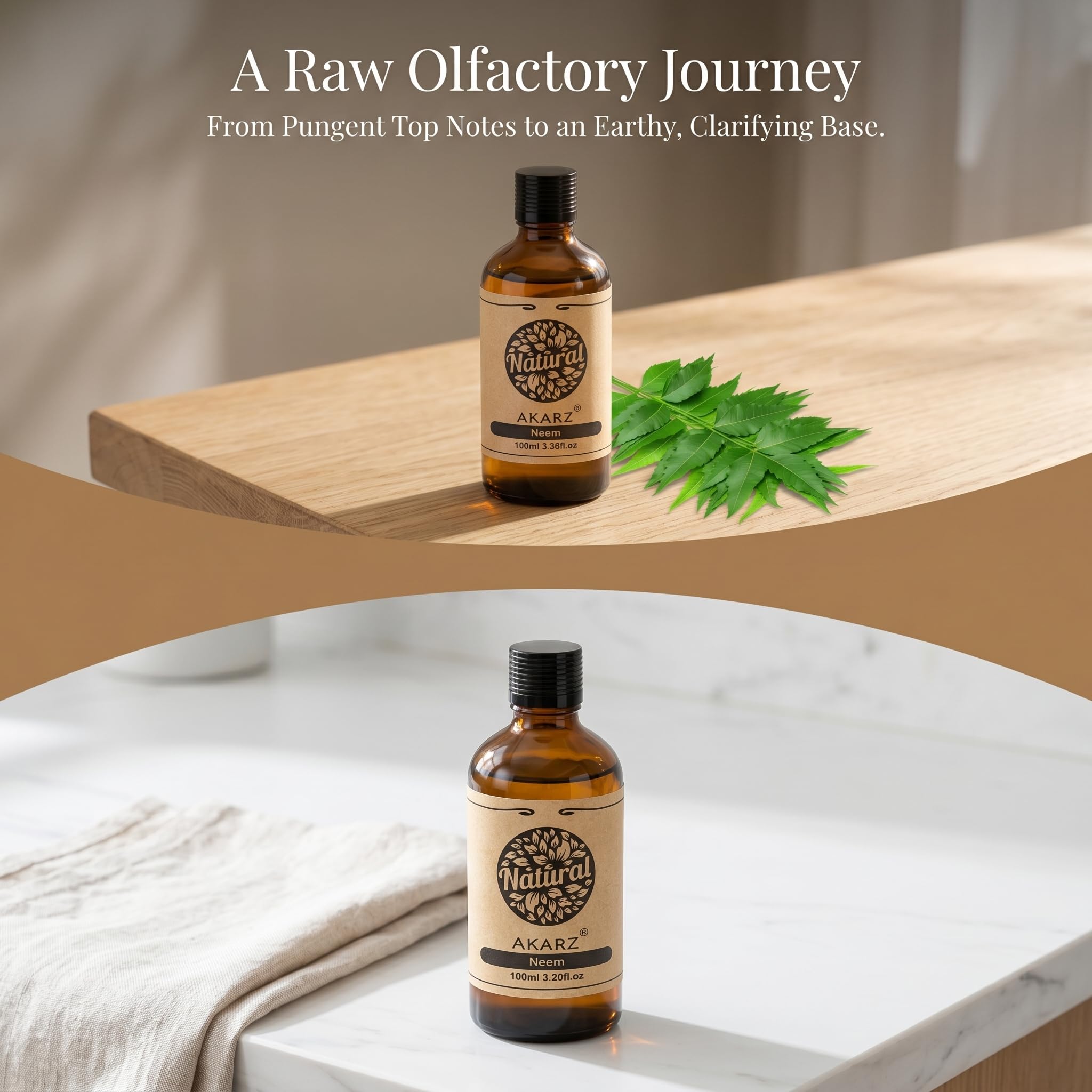 AKARZ 100ml Olejek esencjny z Neemu - Naturalny olejek aromatyczny do dyfuzorów, lamp aromatycznych i aromatów pomieszczeń