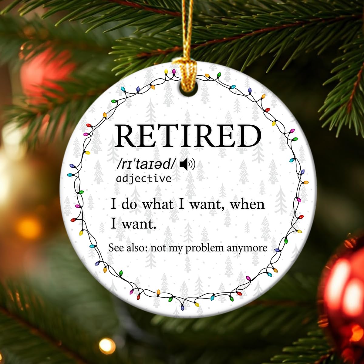 Regalo de jubilación para mujeres, hombres, mamá, papá, divertido adorno de jubilación 2025, regalo jubilado de primera Navidad para amigos, adornos de cerámica de doble cara como regalo de despedida
