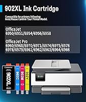 Vista 2 de Paquete combinado de cartuchos de tinta 902XL de alto rendimiento negro y color 902XL, compatible con impresoras HP 902 XL, funciona con impresoras