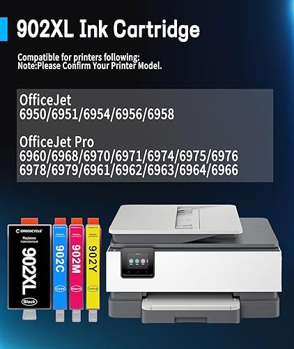 Miniatura 2 de Paquete combinado de cartuchos de tinta 902XL de alto rendimiento negro y color 902XL, compatible con impresoras HP 902 XL, funciona con impresoras