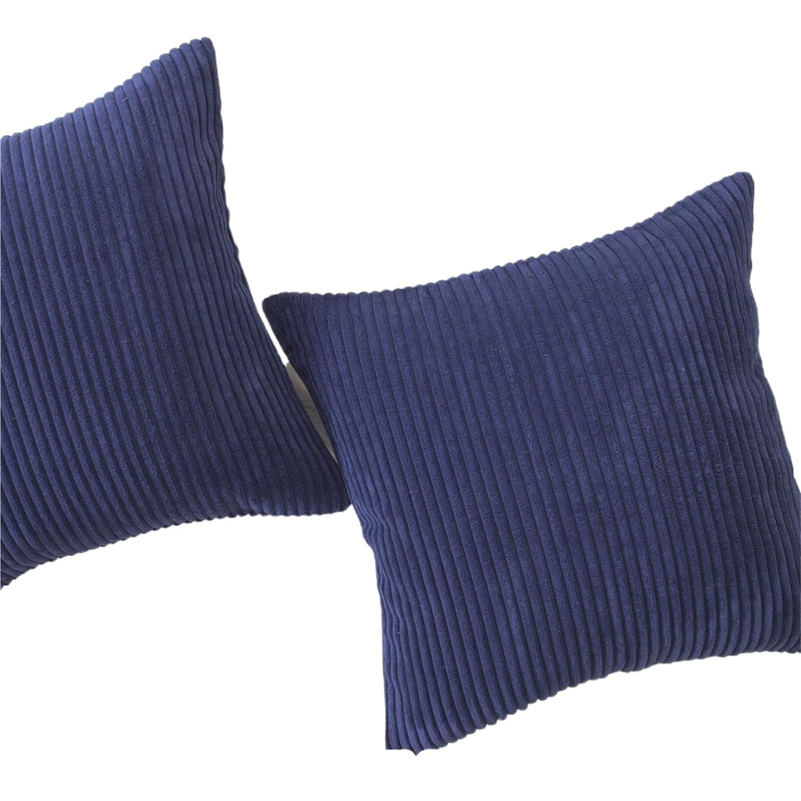 Corduroy Cushion Covers 2pcs Corduroy Striped Throw Pillow Covers For Sofa Bed Couch Car Soft Cushion With Zipper 12x20in/18x18in No Inserts for Sofa Couch Bedroom(2pcs Dark Blue,45x45cm(17.7x17.7in))