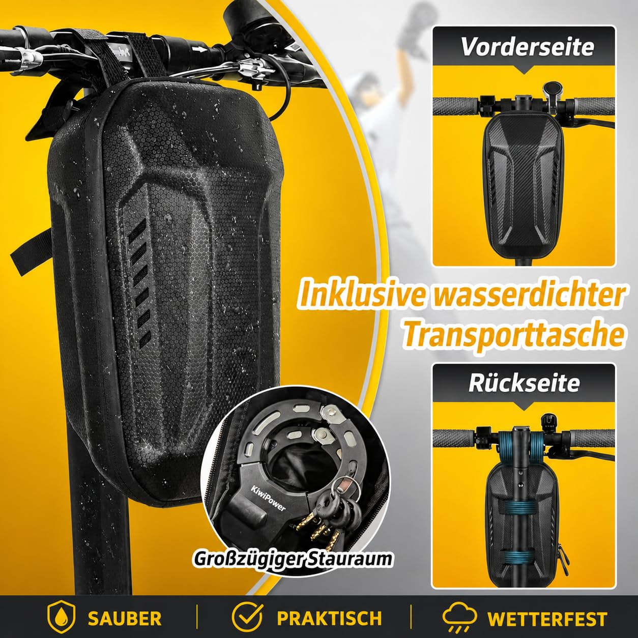 E Scooter Candado con bolsa, cierre de esposas, 90 cm, cadena de 8 mm, protección antirrobo para scooter eléctrico y bicicleta, candado de alta seguridad con llave