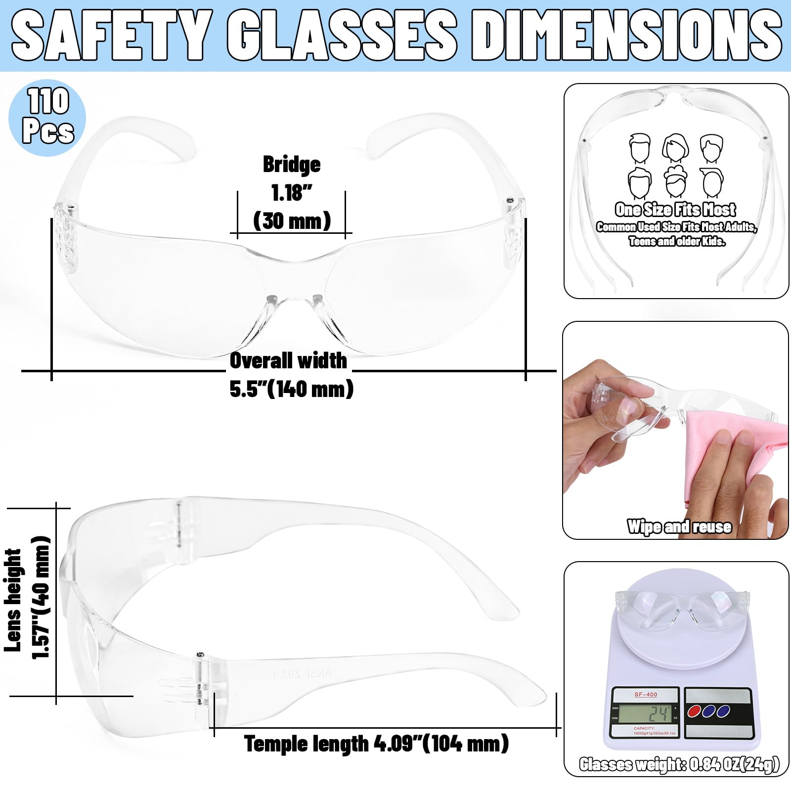 Gafas de seguridad transparentes a granel para hombres y mujeres, gafas de seguridad resistentes a arañazos e impactos, gafas de seguridad de policarbonato