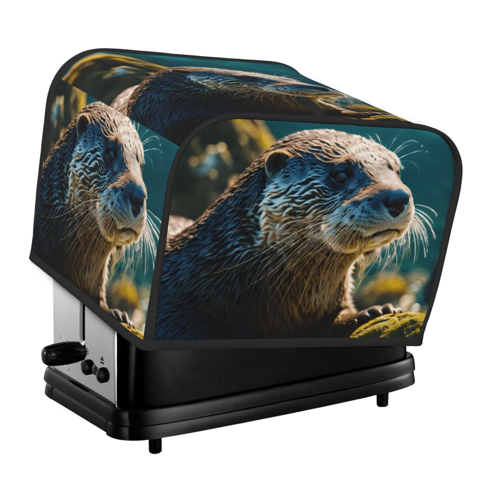 Animal Cute Brown Otters Print 4-Slice Toaster Cover Dustproof Waterproof Kitchen Appliance Protector For Bread