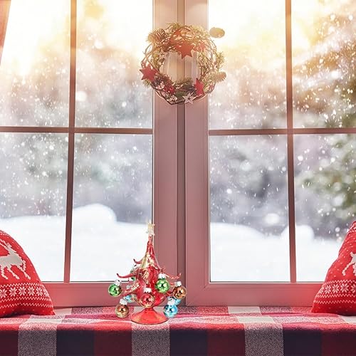 Miniatura 6 de Árbol de Navidad de cristal Miniture Decoración de Navidad Árbol artificial Mesa Centro de mesa Árboles de vidrio para mesa Mini Campana de sisal