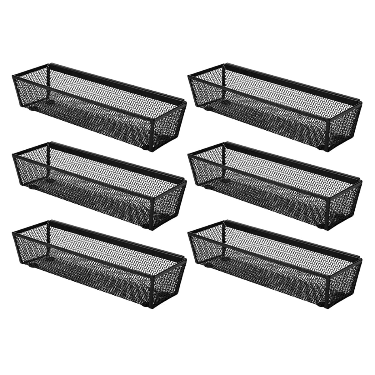 Boîte de Rangement pour Couverts Lot de 6 en Métal Grillagé Organisateur de Tiroir avec Séparateurs Emboîtables Panier à Ustensiles Polyvalent Cuisine et Bureau Optimise Espace