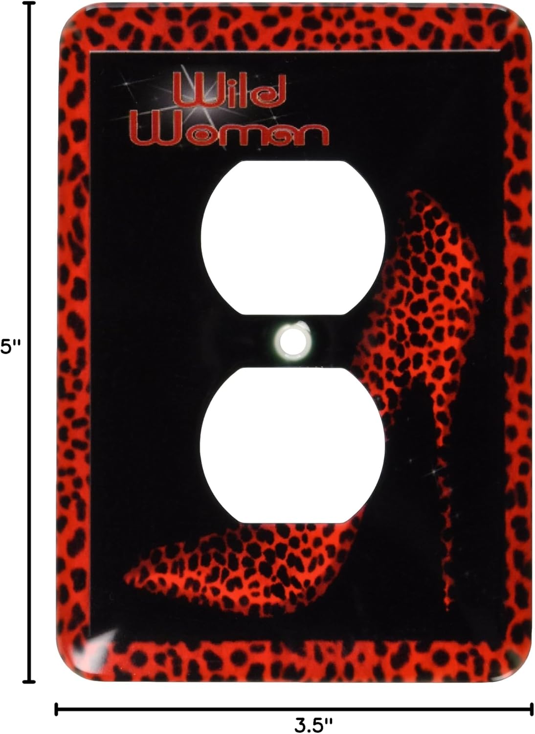 3dRose lsp_21803_6 Red Cheetah Print Wild Woman Stiletto Pump and Bling 2-Plug Outlet Cover