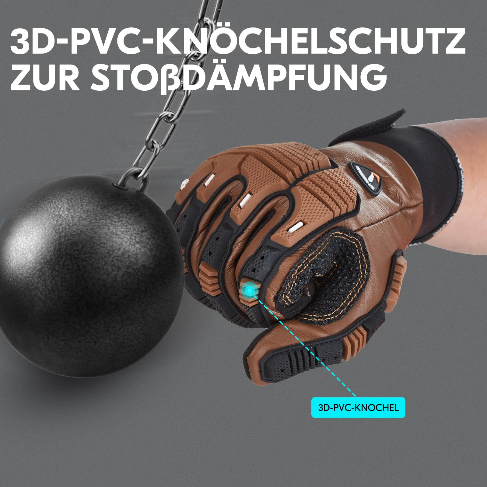 Vgo... 1 Paar Schnittfeste Handschuhe, Sicherheitsleder-Arbeitshandschuhe, Mechaniker-Handschuhe, HPPE Anti-Schnitt-Innenfutter, EN388 Level C, ANSI-Stufe A3(CA7722CT)